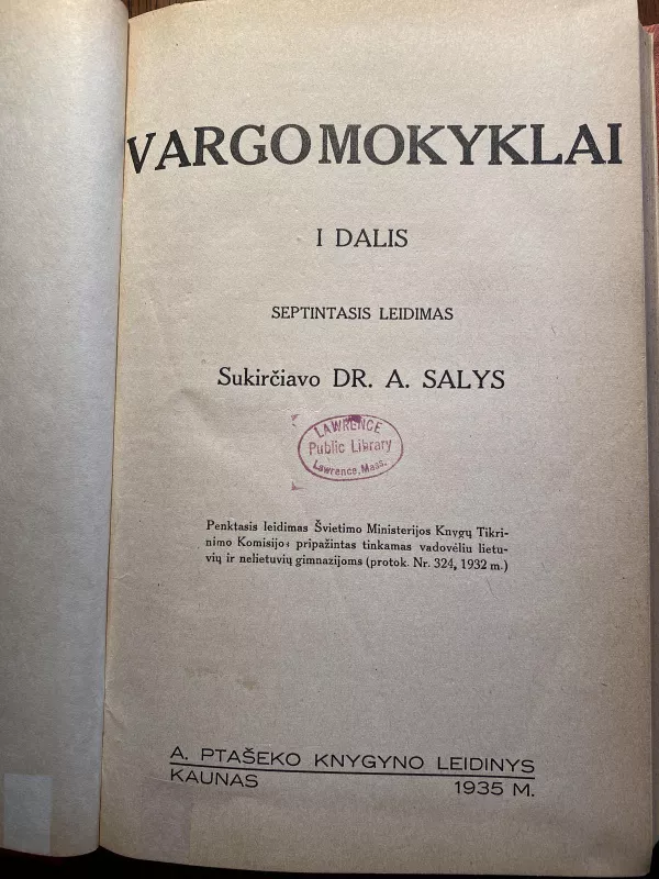 Vargo mokyklai I dalis - ir kiti Jablonskis J., knyga