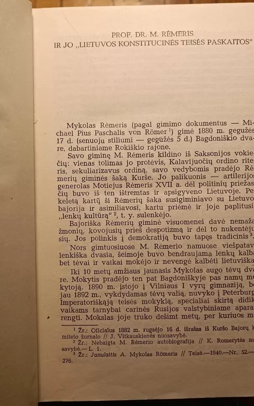 Lietuvos konstitucinės teisės paskaitos - Mykolas Romeris, knyga 2