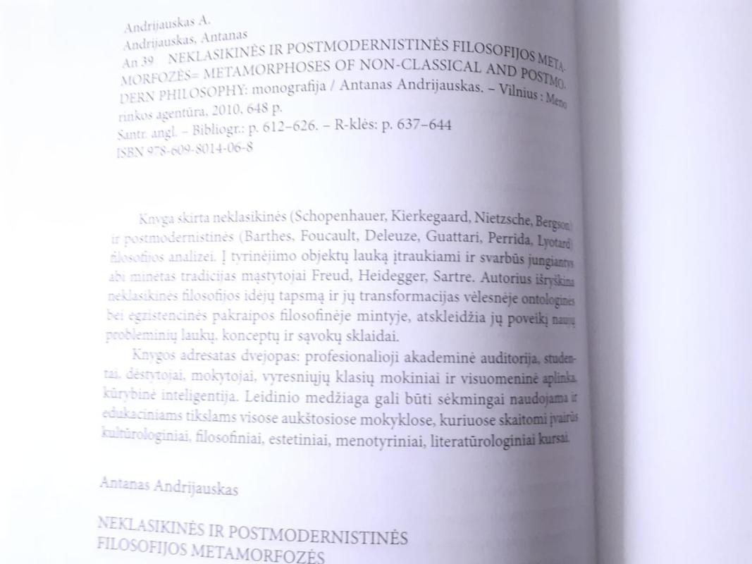 Neklasikines ir postmodernistines filosofijos metamorfozes - Antanas Andrijauskas, knyga 2