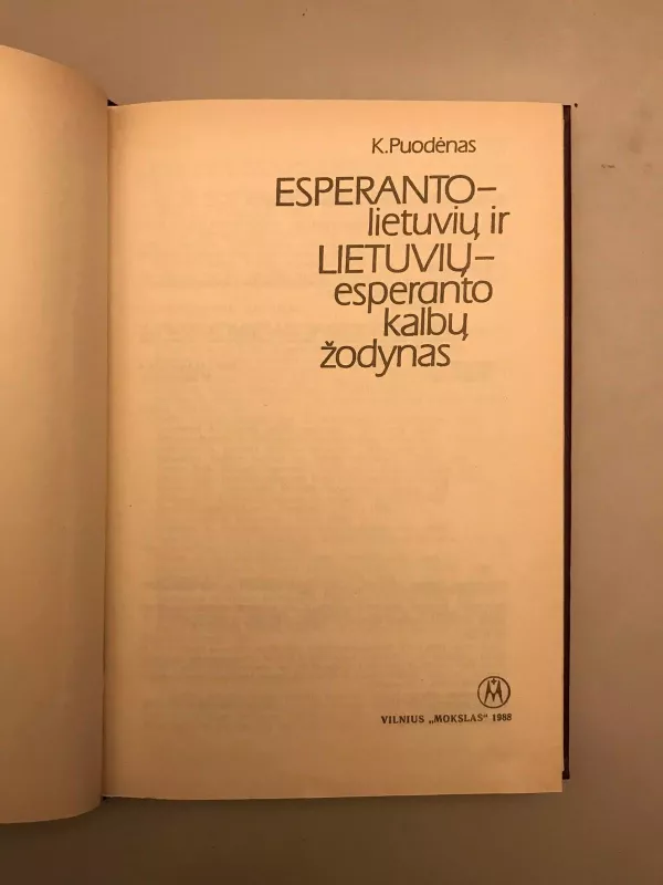 Esperanto - lietuvių ir lietuvių - esperanto kalbų žodynas - K. Puodėnas, knyga 3