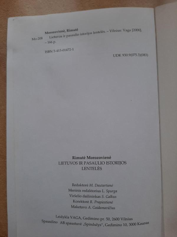 Lietuvos ir pasaulio istorijos lentelės - Rimutė Morozovienė, knyga 4