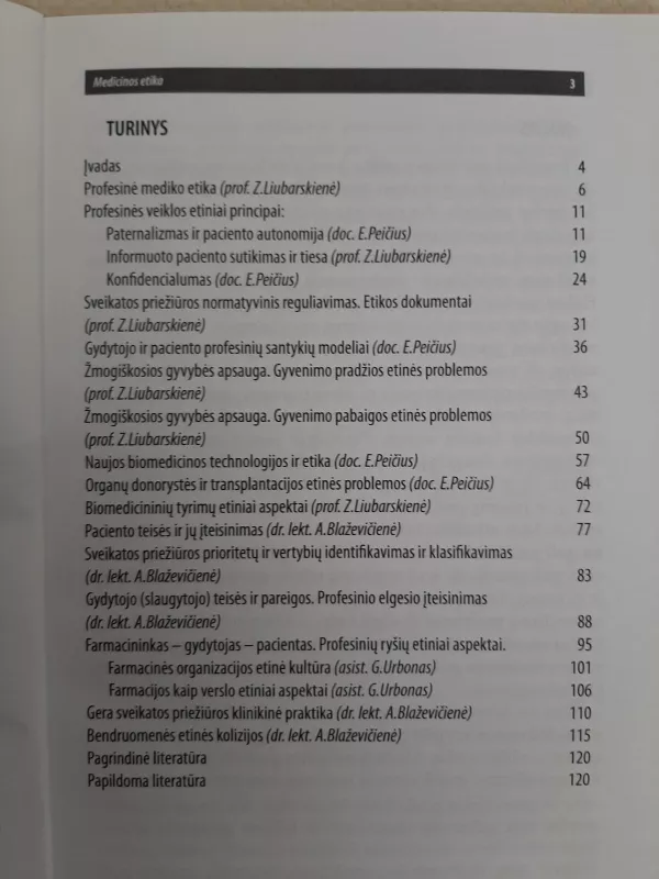 Medicinos etika - A. Liubarskienė Z., Peičius E., Blaževičienė A., Urbonas G., knyga 3