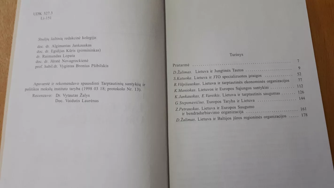 LIETUVA IR TARPTAUTINĖS ORGANIZACIJOS - Autorių Kolektyvas, knyga 2