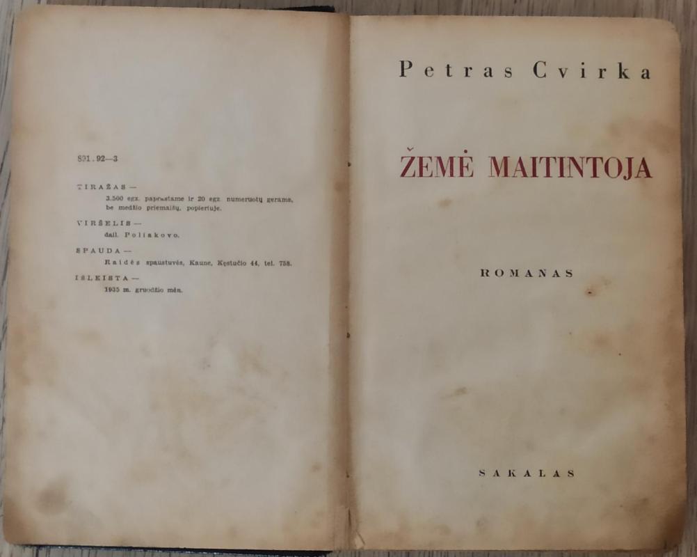 Cvirka Žemė maitintoja,1935 m - Petras Cvirka, knyga 3