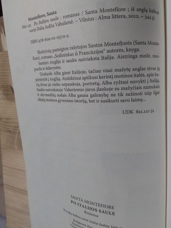 Po Italijos saule - Santa Montefiore, knyga 3
