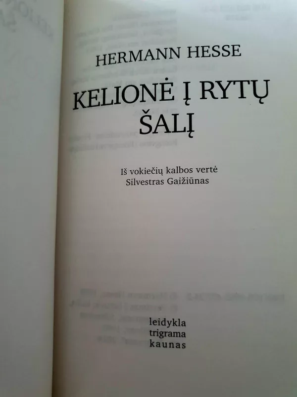 Kelionė į rytų šalį - Hermann Hesse, knyga
