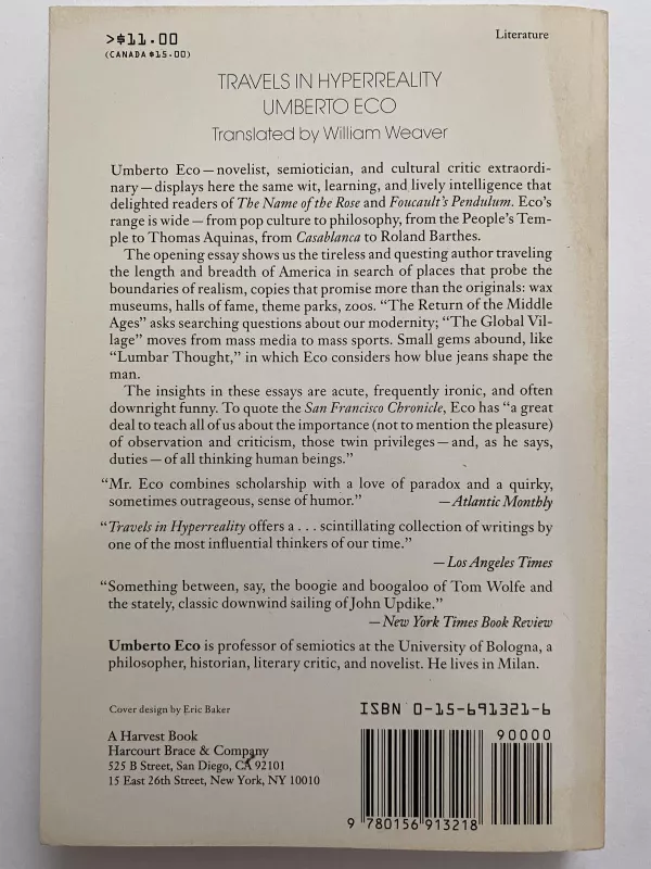 Travels in Hyperreality - Umberto Eco, knyga 4
