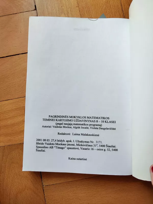 Pagrindinės mokyklos matematikos teminio kartojimo uždavinynas 8 - 10 klasei - Vaidotas Mockus, knyga