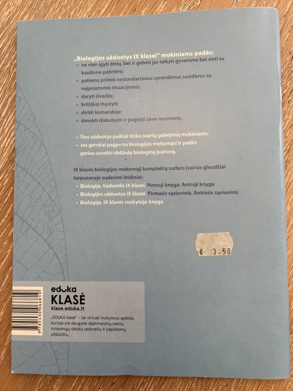 Biologijos užduotys 9 klasei, 2d. - Margarita Purlienė, Romas Darafėjus, Ana Gliebė, knyga 2