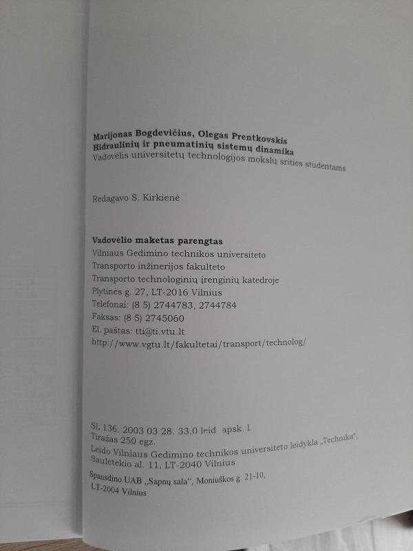 Hidraulinių ir pneumatinių sistemų dinamika - Autorių Kolektyvas, knyga 3