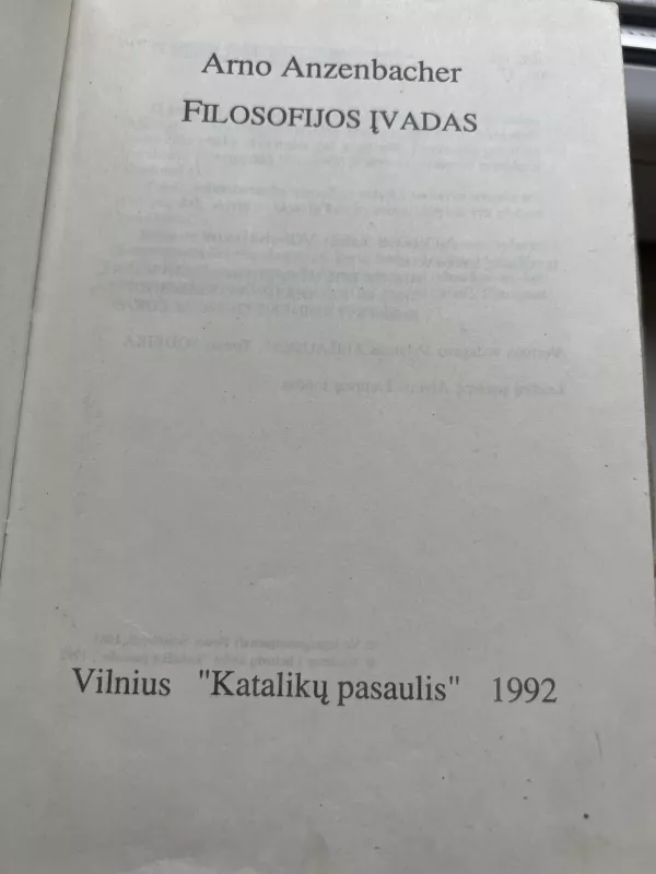 Filosofijos įvadas - Arno Anzerbacher, knyga