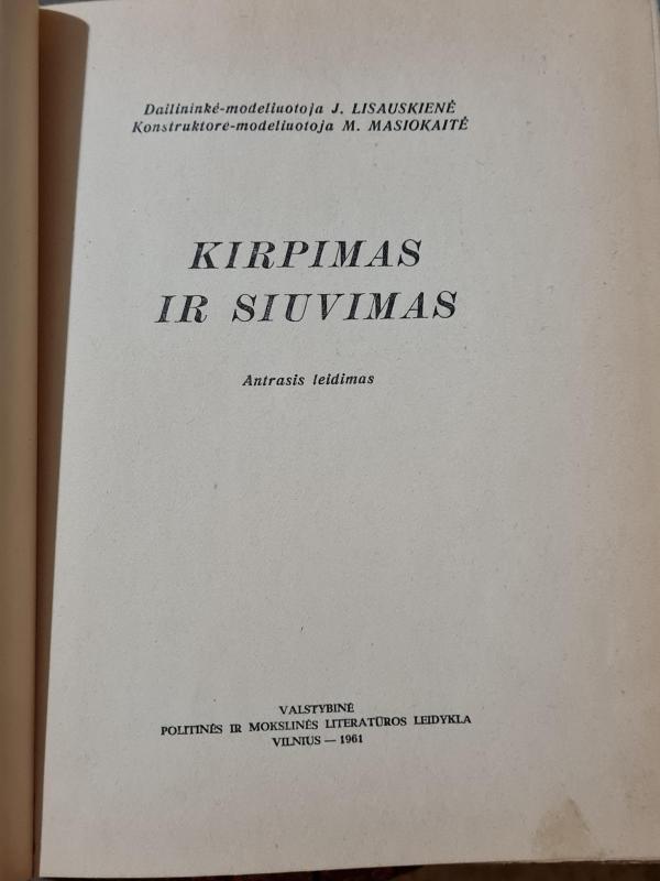Kirpimas ir siuvimas - M. Masiopkaitė, knyga 2