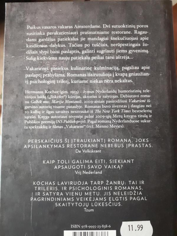 Vakarienė - Herman Koch, knyga 3