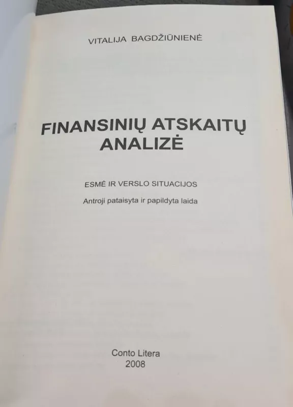 Finansinių ataskaitų analizė - Vitalija Bagdžiūnienė, knyga 2