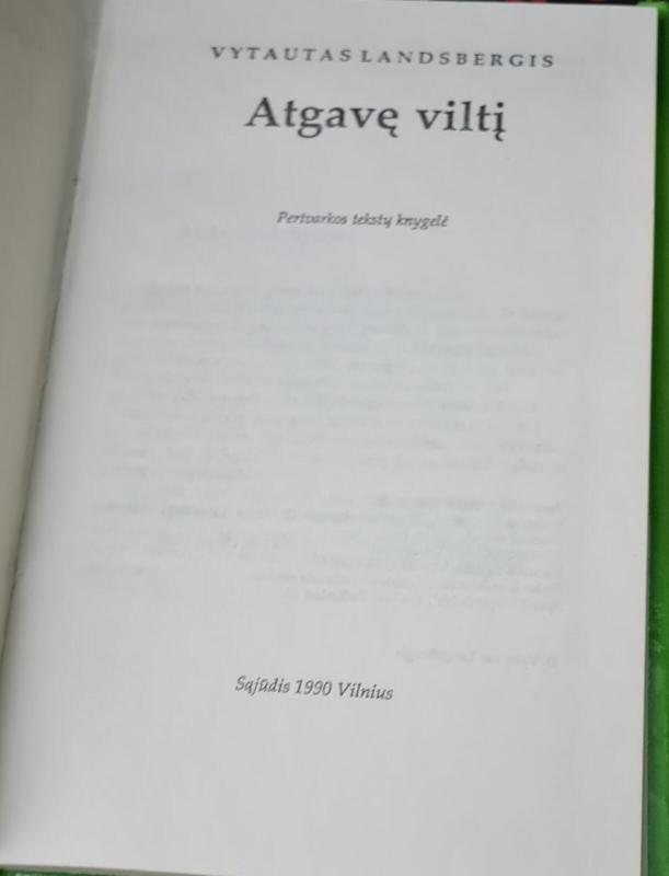 Atgavę viltį - Vytautas Landsbergis, knyga 3