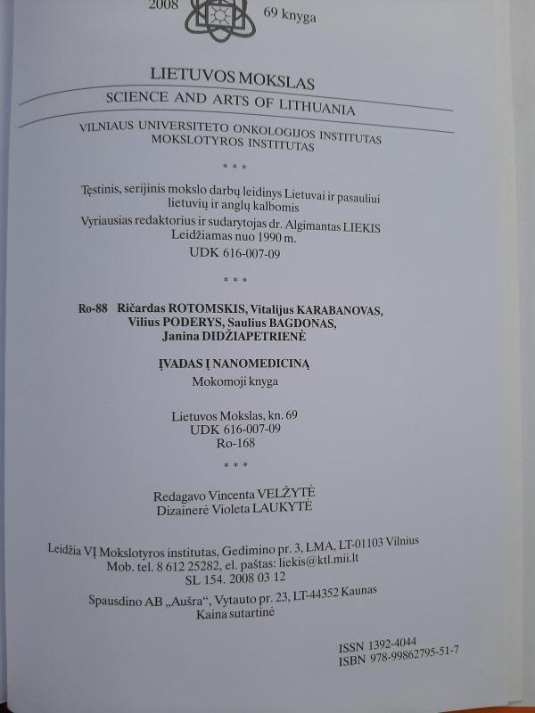 Įvadas į nanomediciną - Ričardas Rotomskis, knyga 3