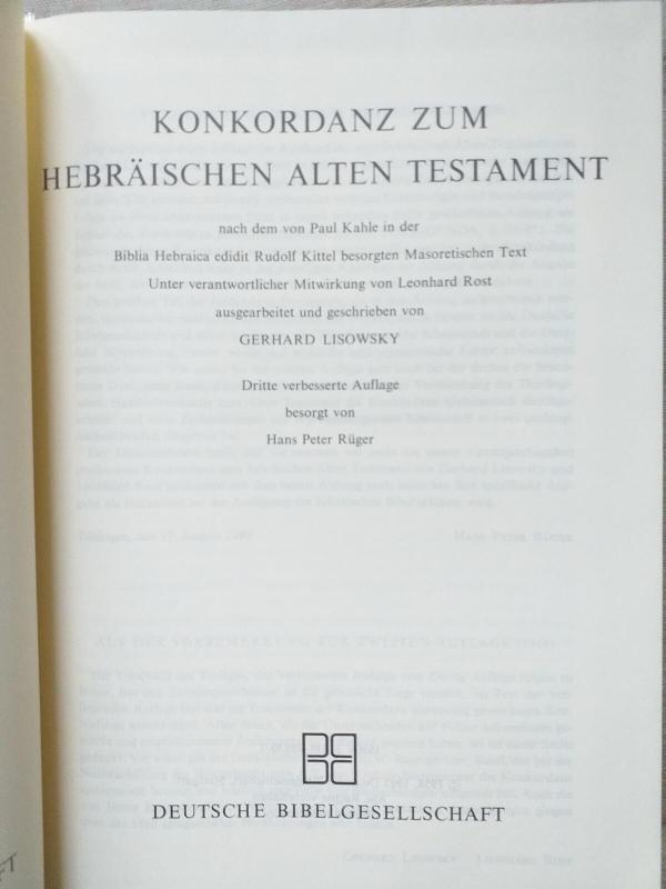 Konkordanz zum hebraischen Alten Testament (Hebrajiško Senojo Testamento konkordancija) - Gerhard Lisowsky, knyga 4
