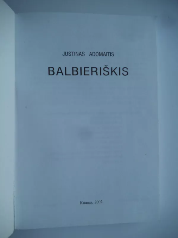Balbieriškis - Justinas Adomaitis, knyga 3