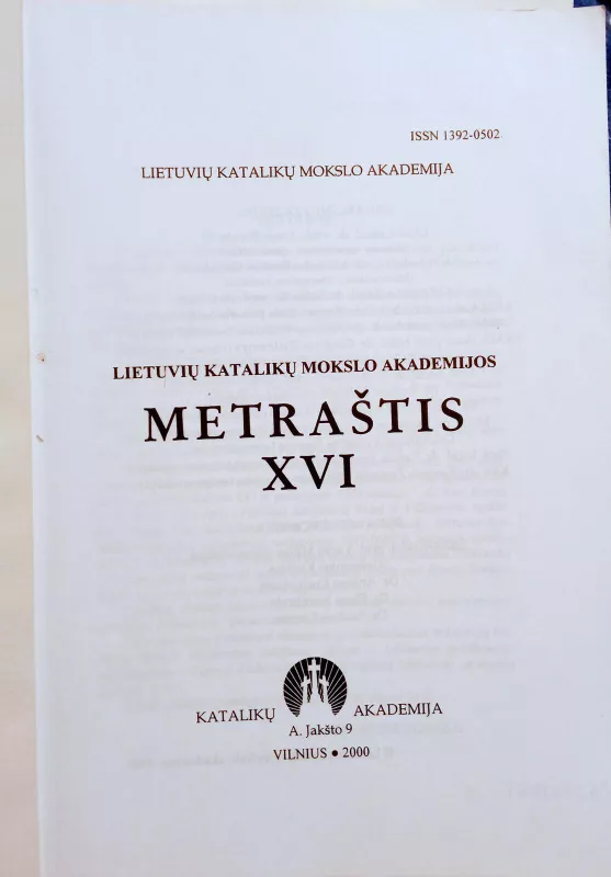 Lietuvos katalikų mokslo akademijos metraštis XVI - Autorių Kolektyvas, knyga 2