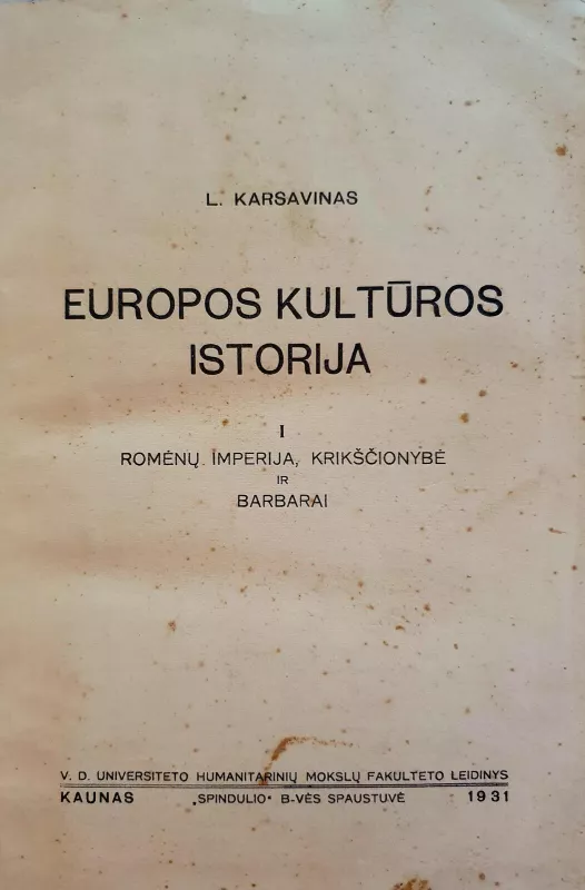 Europos kultūros istorija (I tomas) - L. Karsavinas, knyga 2