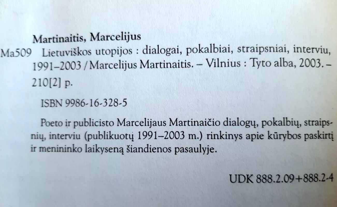 Lietuviškos utopijos - Marcelijus Martinaitis, knyga 3