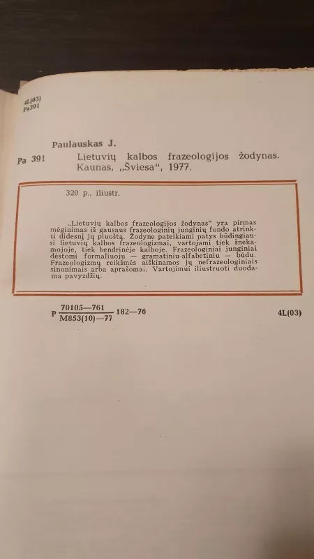 Lietuvių kalbos frazeologijos žodynas - Jonas Paulauskas, knyga 2