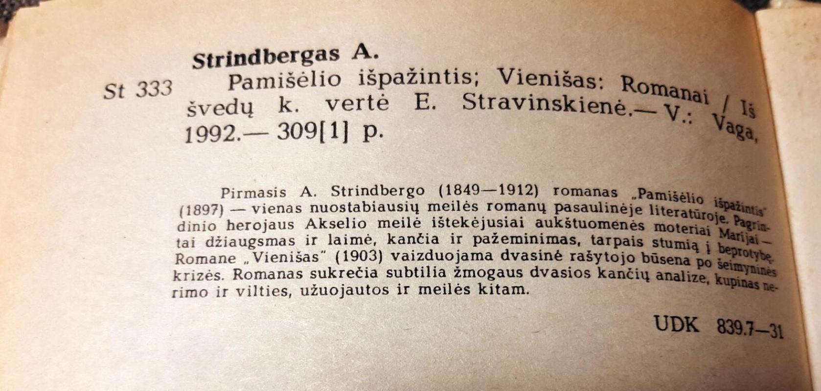 Pamišėlio išpažintis. Vienišas - August Strindberg, knyga 3