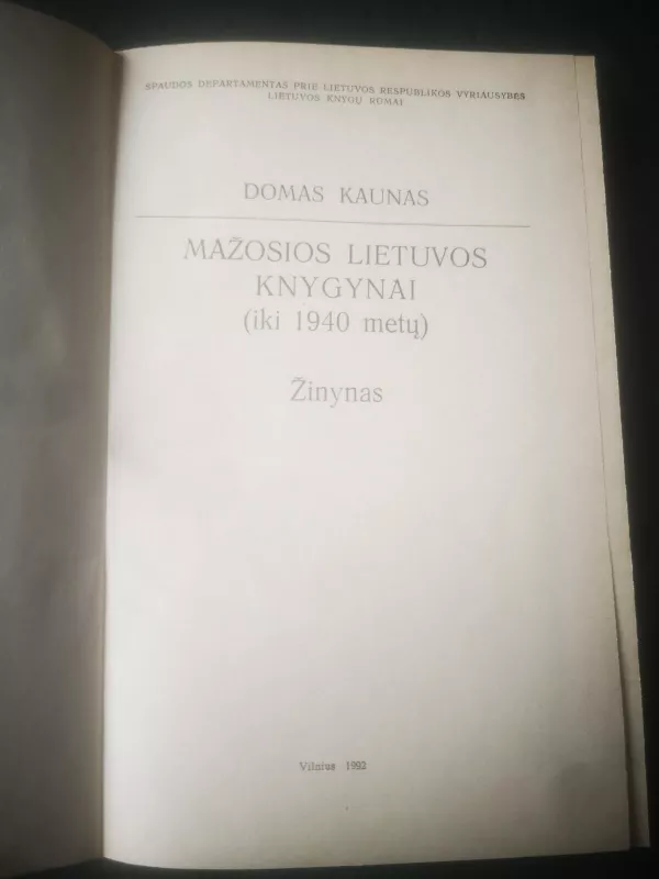 Mažosios Lietuvos knygynai (iki 1940 metų) - Domas Kaunas, knyga 3