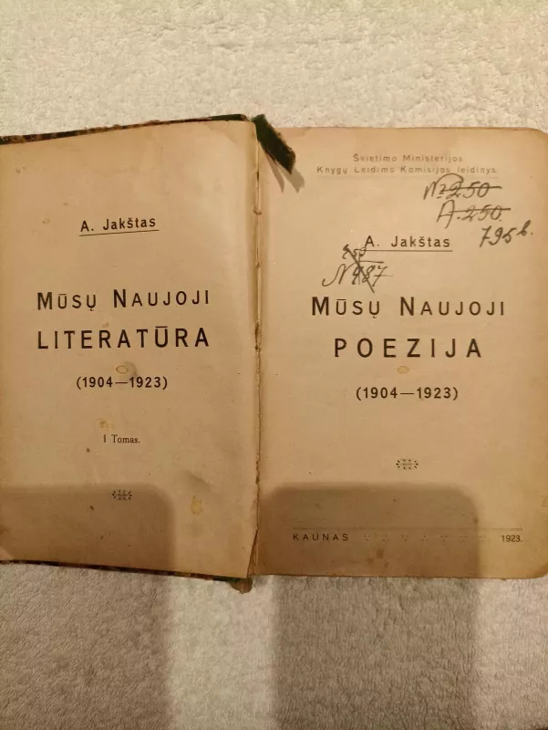 Raštai. Mūsų Naujoji literatūra. Mūsų Naujoji poezija (1904-1923) - A. Jakštas, knyga 3
