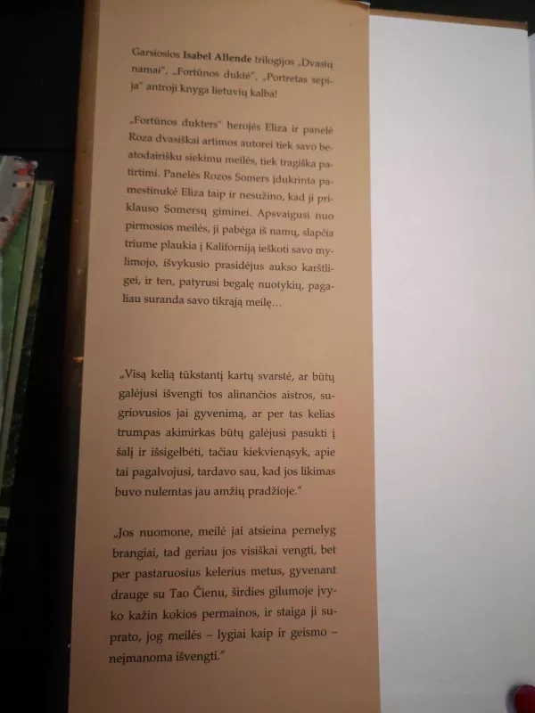 Fortūnos duktė - Isabel Allende, knyga 3