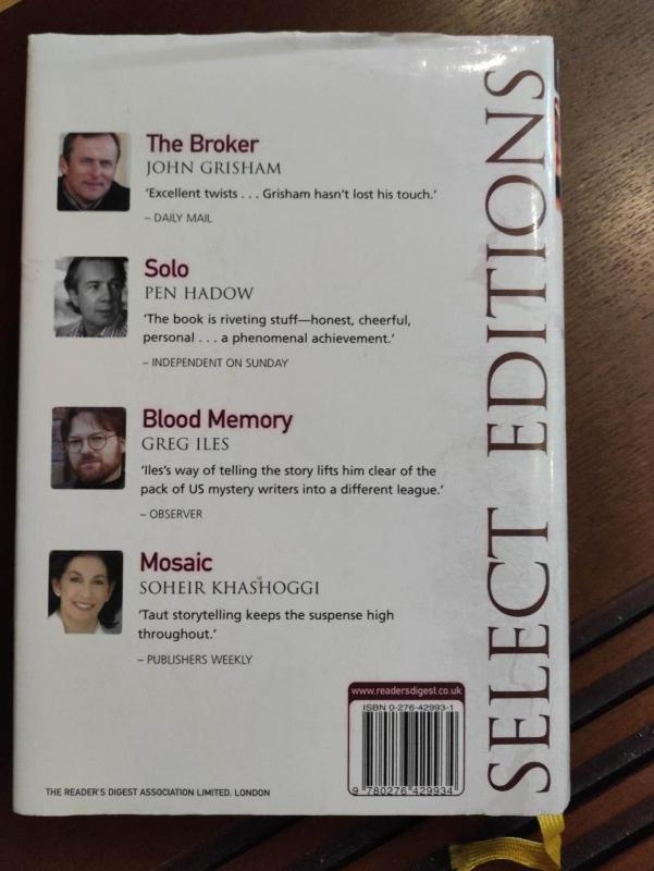 READERS DIGEST SELECT EDITIONS:THE BROKER: SOLO: BLOOD MEMORY: MOSAIC - John Grisham, knyga 4