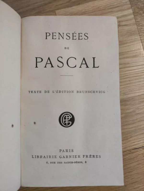 PENSEES de PASCAL - Blaise Pascal, knyga 2