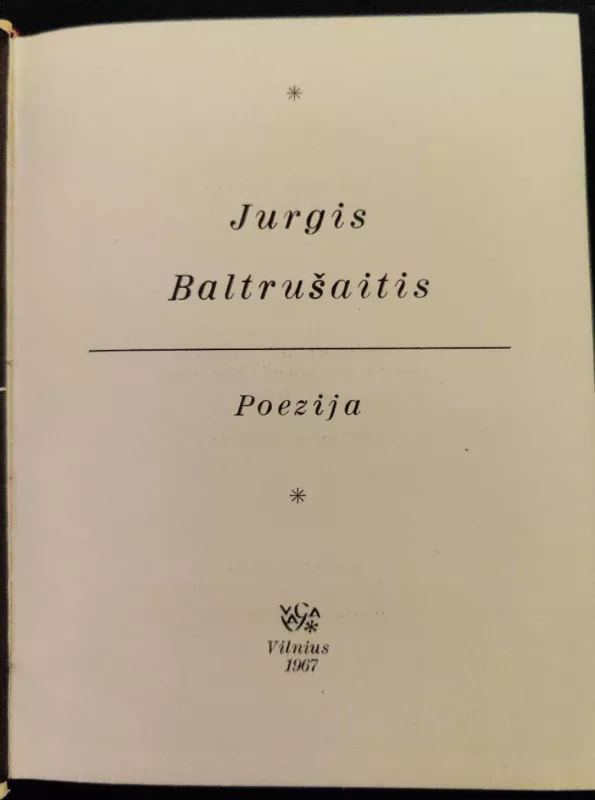 Poezija - Jurgis Baltrušaitis, knyga 3