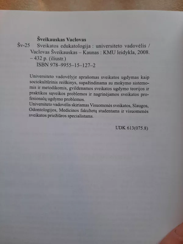 Sveikatos edukologija - Vaclovas Šveikauskas, knyga 5