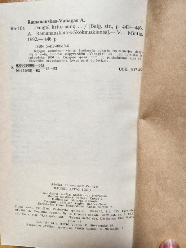 Daugel krito sūnų... - Adolfas Ramanauskas-Vanagas, knyga 3