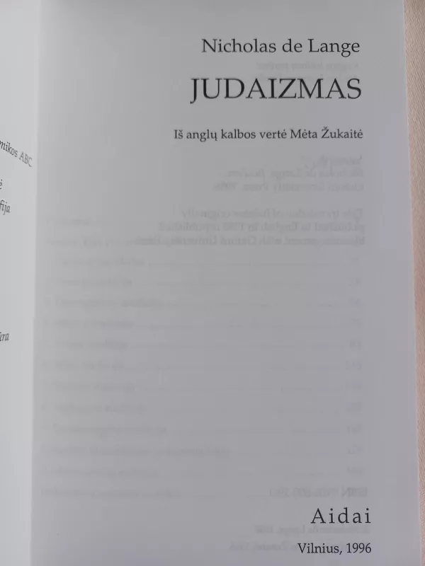 Judaizmas - Nicholas de Lange, knyga