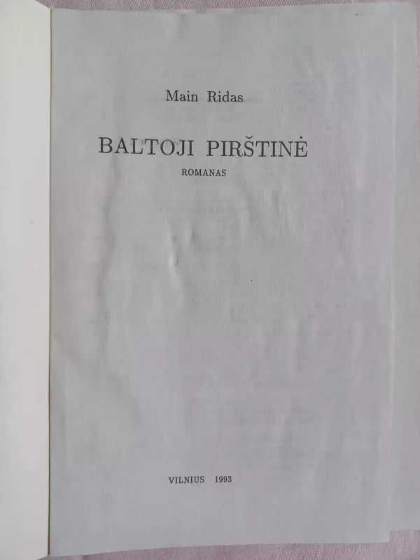 Baltoji pirstine - Main Ridas, knyga 2