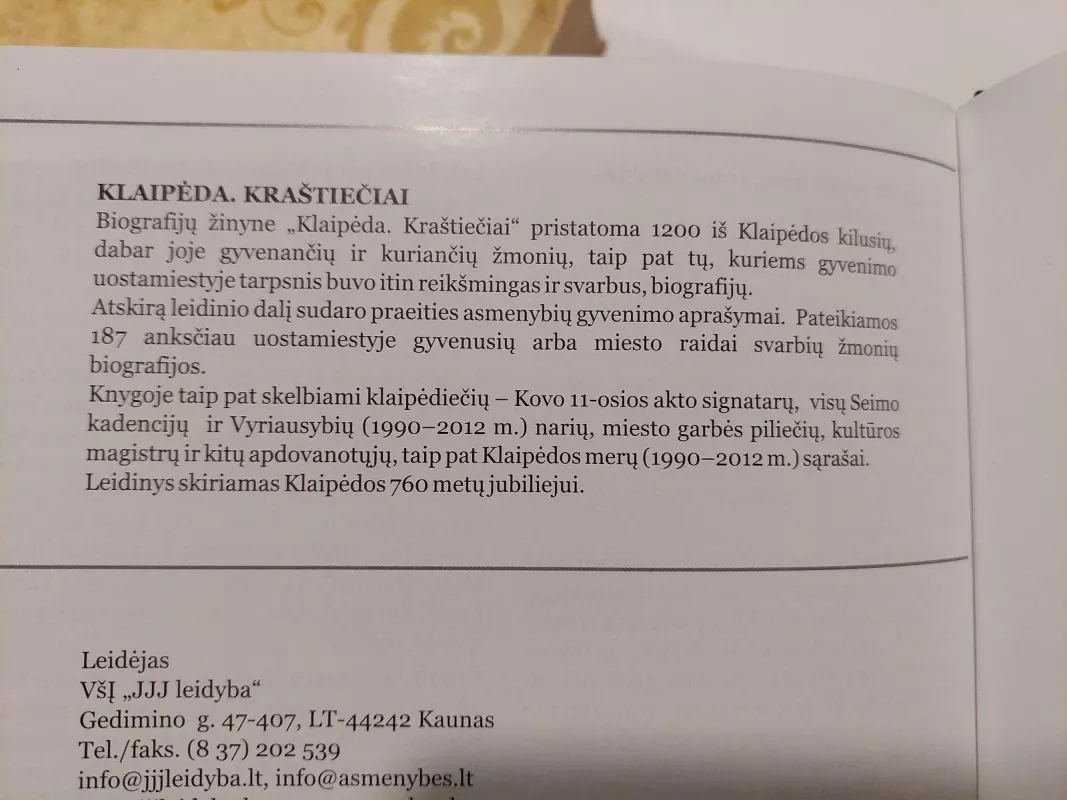 Klaipėda. Kraštiečiai. Biografijų žinynas - Autorių Kolektyvas, knyga 2