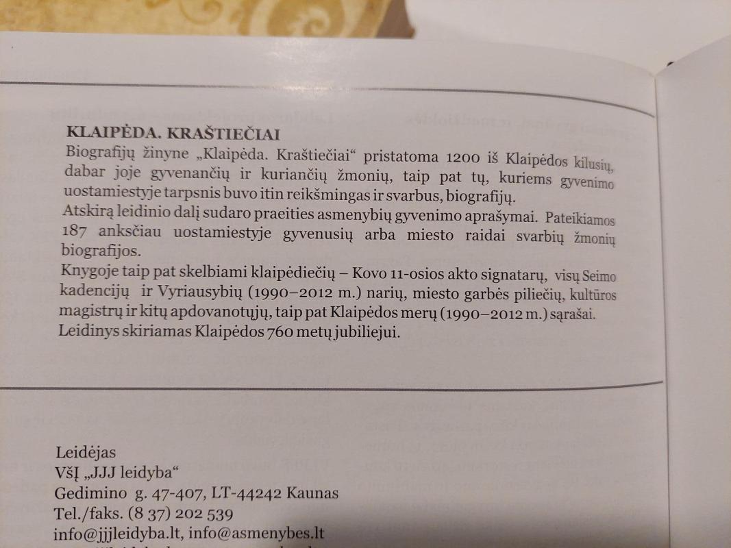 Klaipėda. Kraštiečiai. Biografijų žinynas - Autorių Kolektyvas, knyga 3