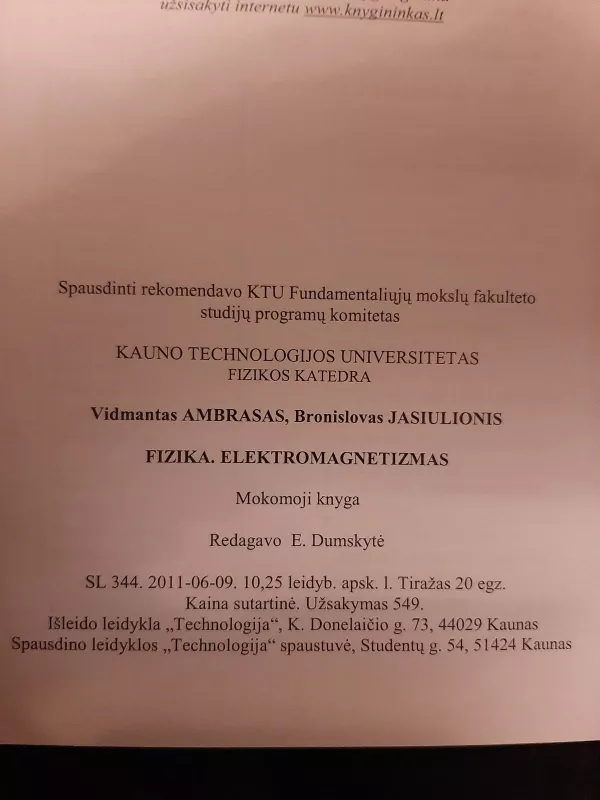 Fizika elektromagnetizmas - Vidmantas Ambrasas, knyga 5