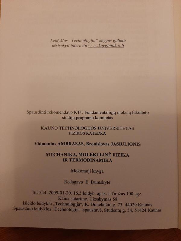 Mechanika, molekulinė fizika ir termodinamika - Vidmantas Ambrasas, knyga 4