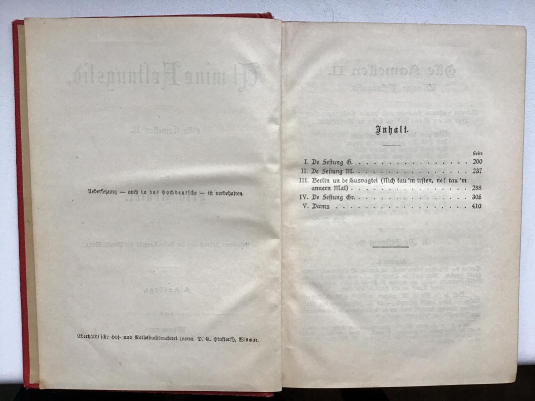 Ut mine Festungstid. Olle Kamellen II. Besonderer Abdruck 1894 - Fritz Reuter, knyga 2