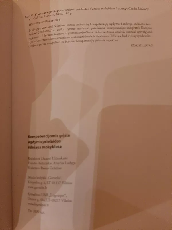 Kompetencijomis grįsto ugdymo prielaidos Vilniaus mokyklose - Giedra Linkaitytė, knyga 3