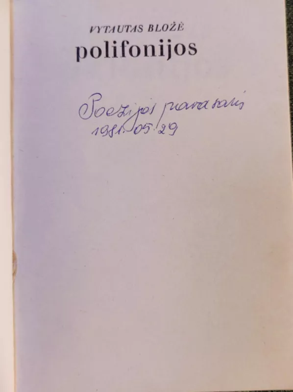 Polifonijos - Vytautas Bložė, knyga 3