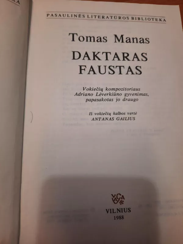 Daktaras Faustas - Tomas Manas, knyga 2