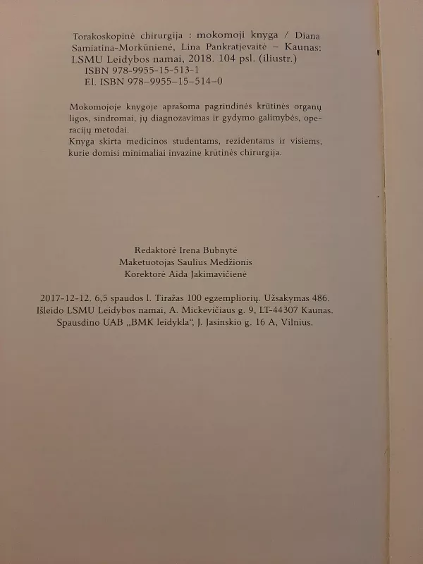 TORAKOSKOPINĖ CHIRURGIJA - Autorių Kolektyvas, knyga 3