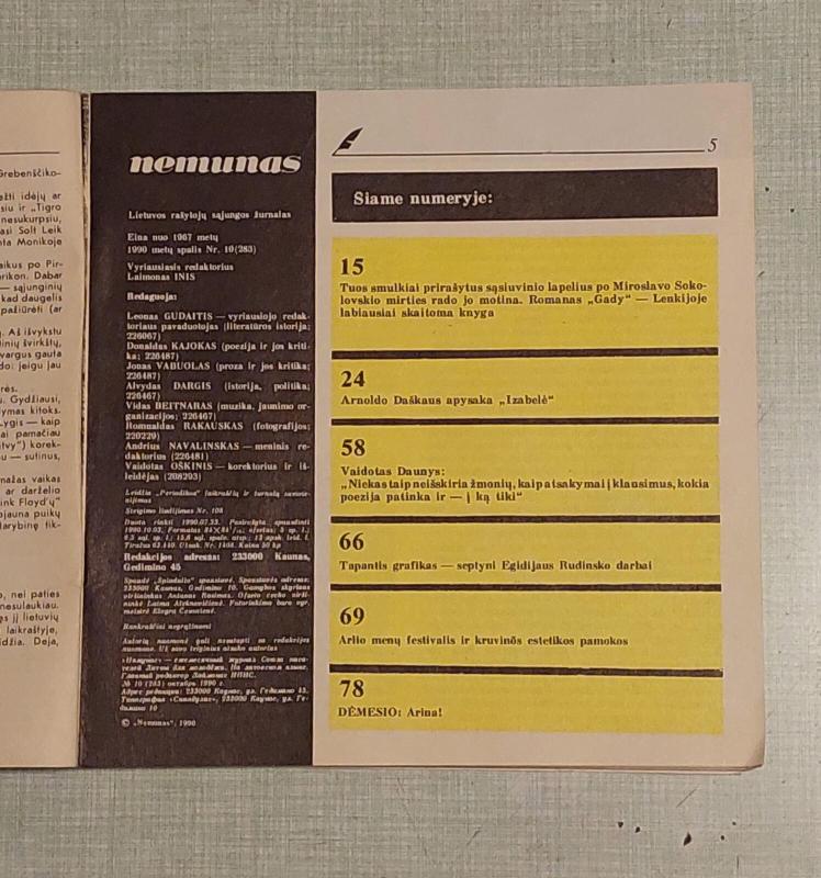 Nemunas, 1990 m., Nr. 10 - Autorių Kolektyvas, knyga 3