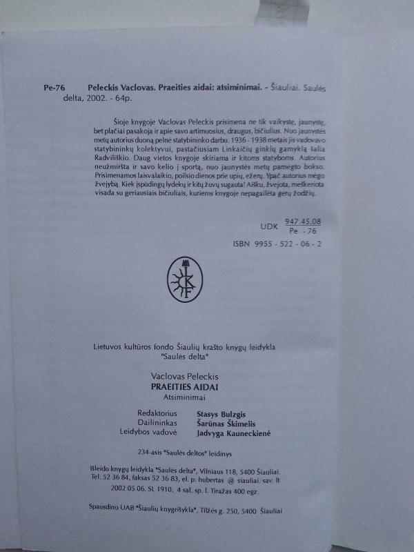 Praeities aidai - Vaclovas Peleckis, knyga 3