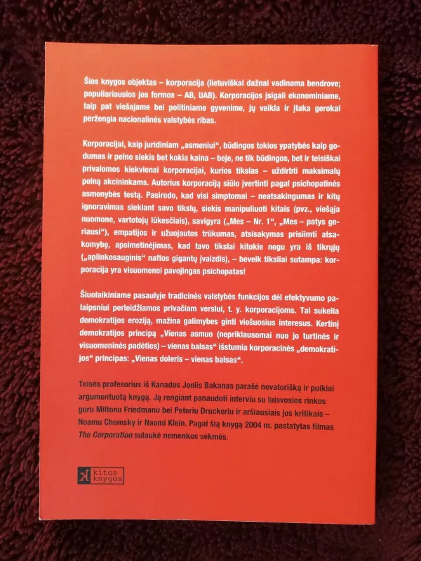 Korporacija: patologiškas pelno ir galios siekimas - Joel Bakan, knyga 2