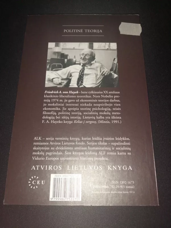 Teisė, įstatymų leidyba ir laisvė I tomas taisyklės ir tvarka - Friedrich A. Hayek, knyga 2